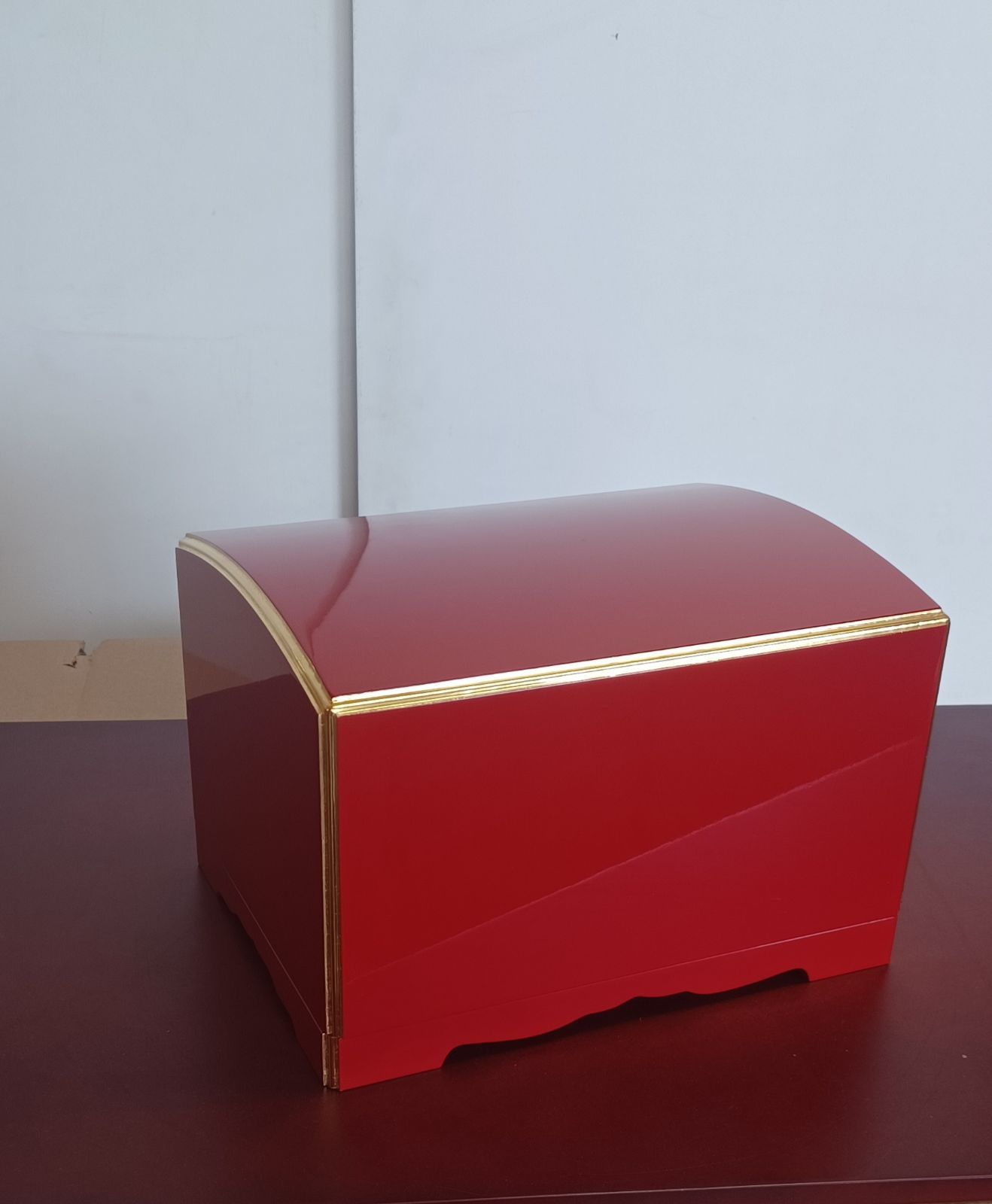 木製経箱　朱塗