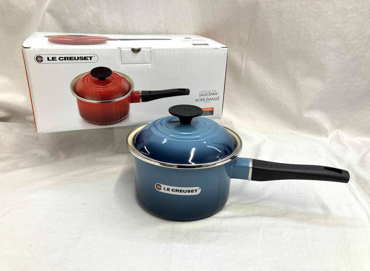 ［箱付］LE CREUSET ル・クルーゼ 片手鍋 EOS ソースパン 16cm マリンブルー 熱伝導 キッチン 調理器具