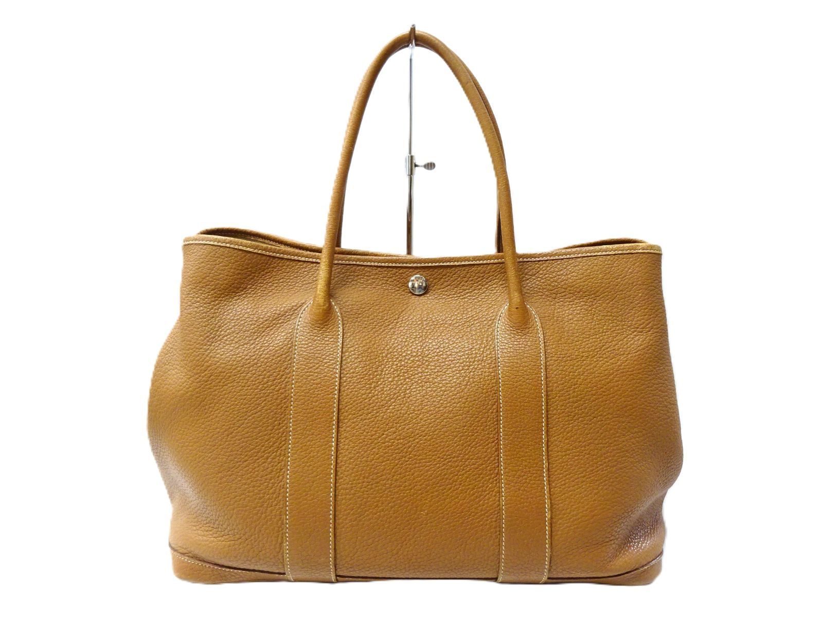 HERMES エルメス ガーデンパーティー PM □M 2009 オールレザー ネゴンダ ブラウン トートバッグ