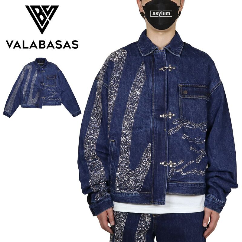 バラバサス ジャケット VALABASAS デニムジャケット アウター セットアップ対応 ラインストーン メンズ レディース ブランド 大きいサイズ おしゃれ おすすめ 人気 ストリート valabasas007 M L