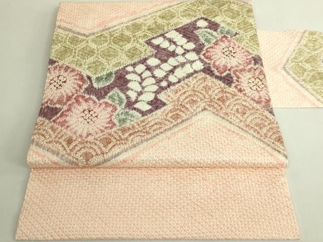平和屋着物●極上　名門　藤娘きぬたや・総絞り　九寸名古屋帯　辻が花　松皮菱　逸品　DZAB6909kh6