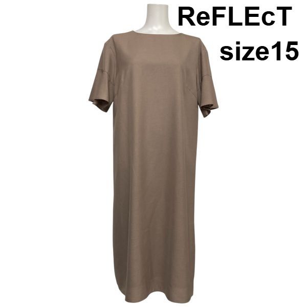 □ リフレクト ReFLEcT ロングワンピース サックドレス 半袖 ボートネック Iライン ストレート トープ 15 3L 15号 レディース S6F412
