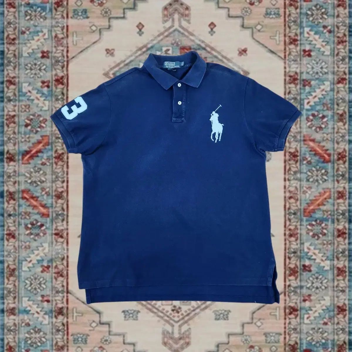 POLO RALPH LAUREN ビックポニー ナンバリング 3 カラーTシャツ ネイビー XL