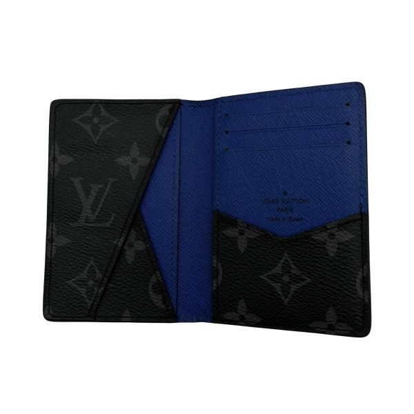 ● ルイヴィトン LOUIS VUITTON エピ カードケース オーガナイザー ドゥ ポッシュ M80768 モノグラム 黒 ブルー レザー メンズ 6V645