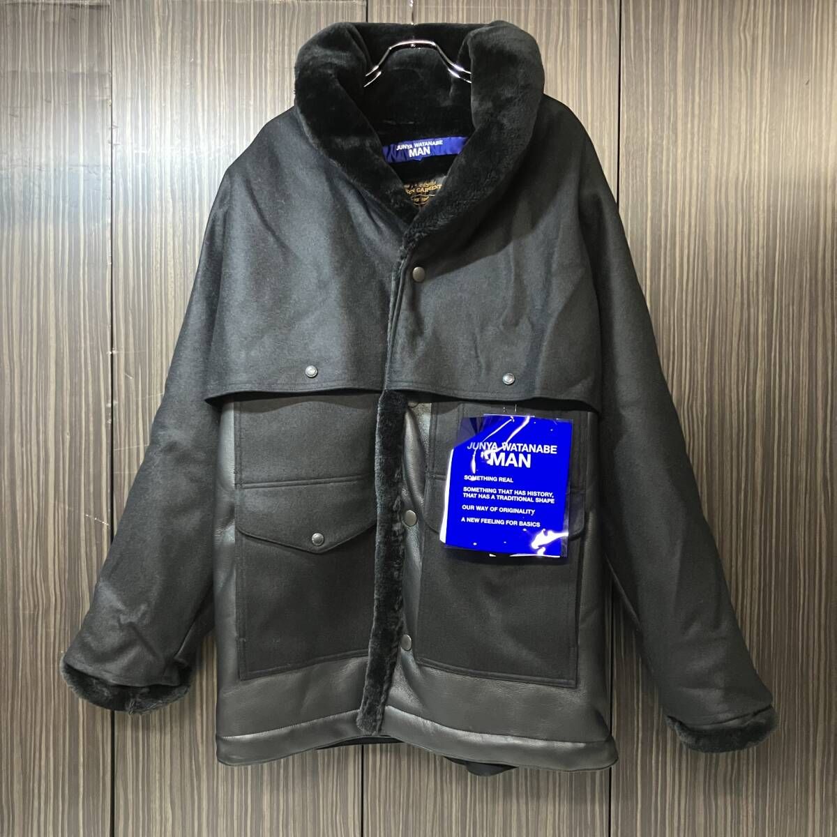 25aw JUNYA WATANABE MAN×FILSON エステルフェイクファー×ウールサージ サイズL ブラック ジュンヤワタナベ×フィルソン WP-C010