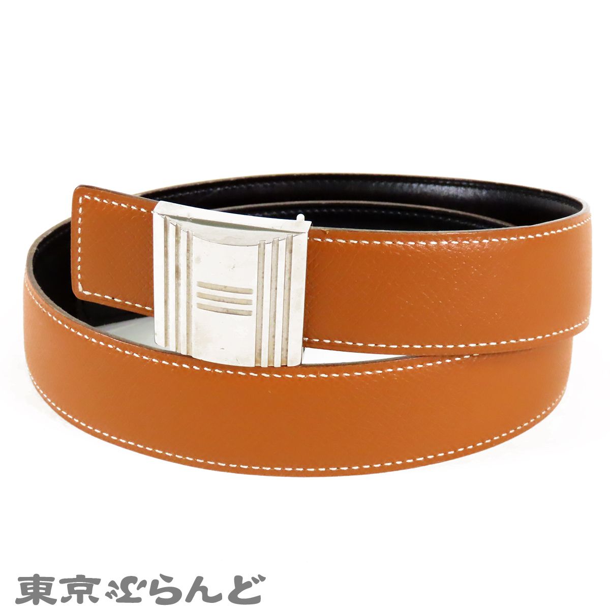 エルメス HERMES カデナ ベルト □B刻印 ゴールドxブラック シルバー