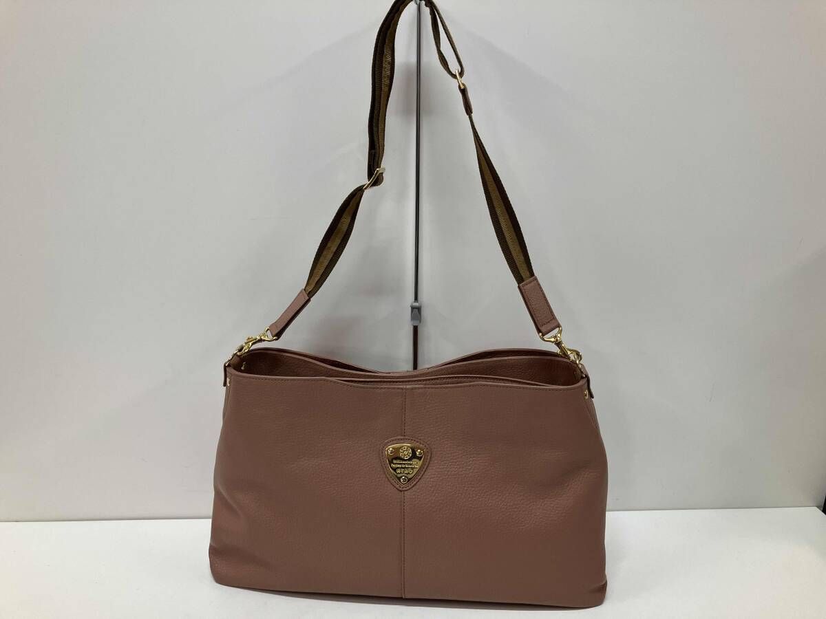 ATAO アタオ ショルダーバッグ 2way elvy ピンクベージュ レザー 日本製