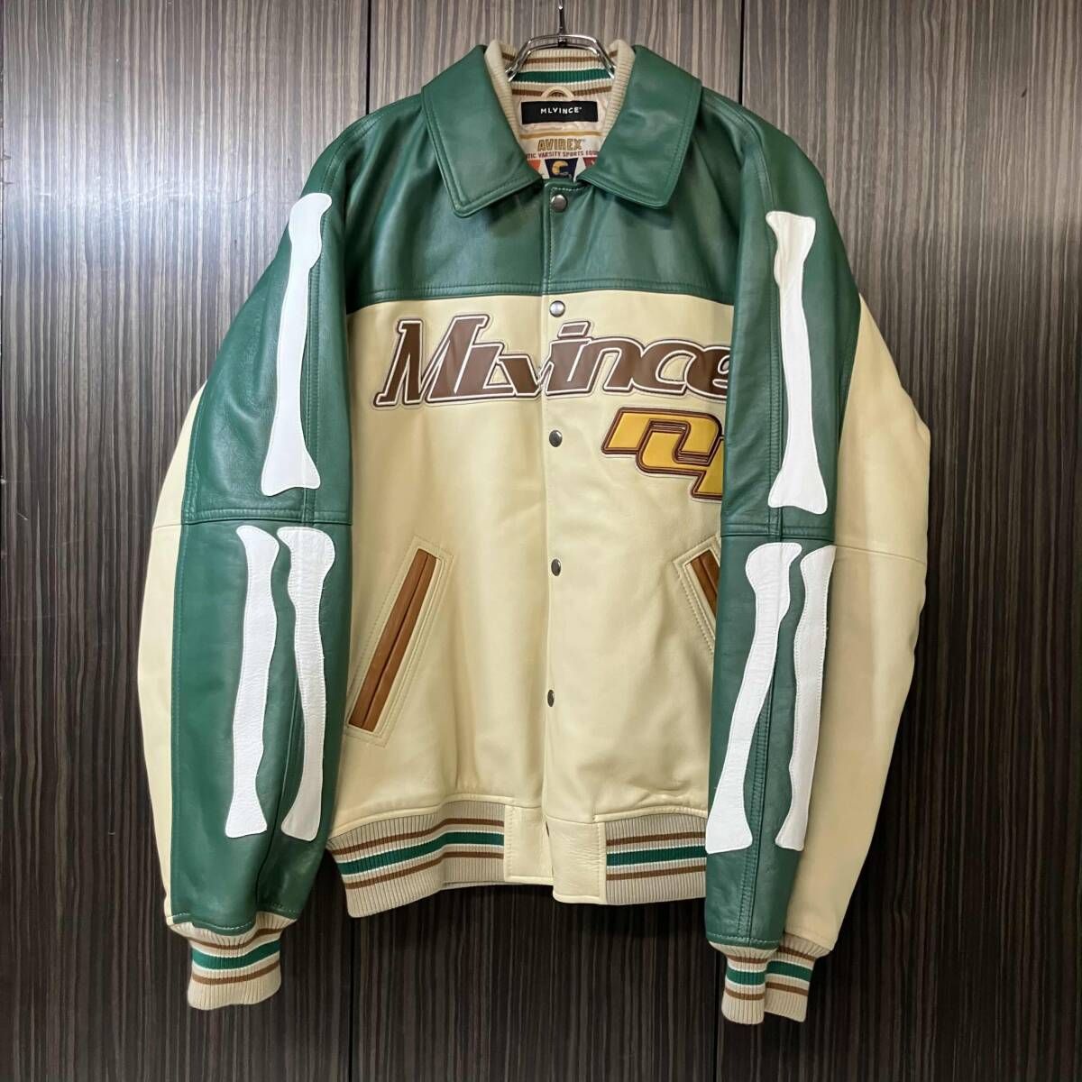 AVIREX MLVINCE LEATHER JACKET 783-3250095 サイズXL グリーン系 783