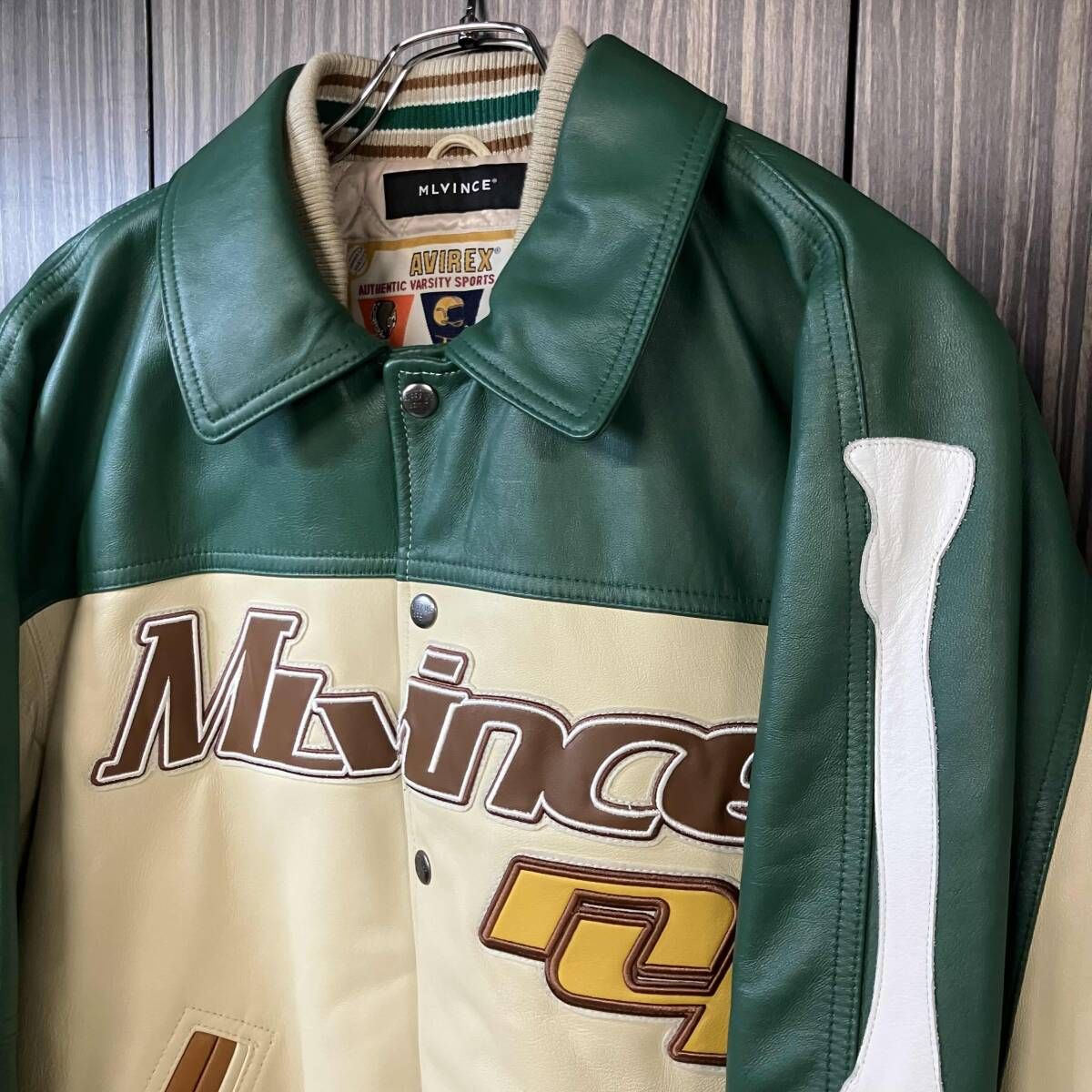 AVIREX MLVINCE LEATHER JACKET 783-3250095 サイズXL グリーン系 783