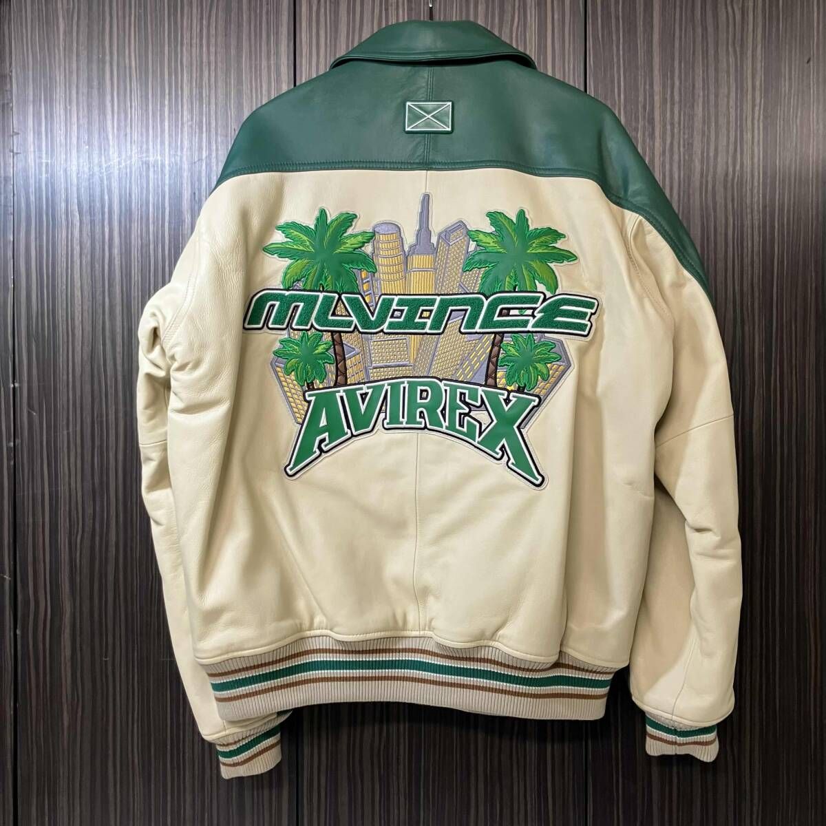 AVIREX MLVINCE LEATHER JACKET 783-3250095 サイズXL グリーン系 783
