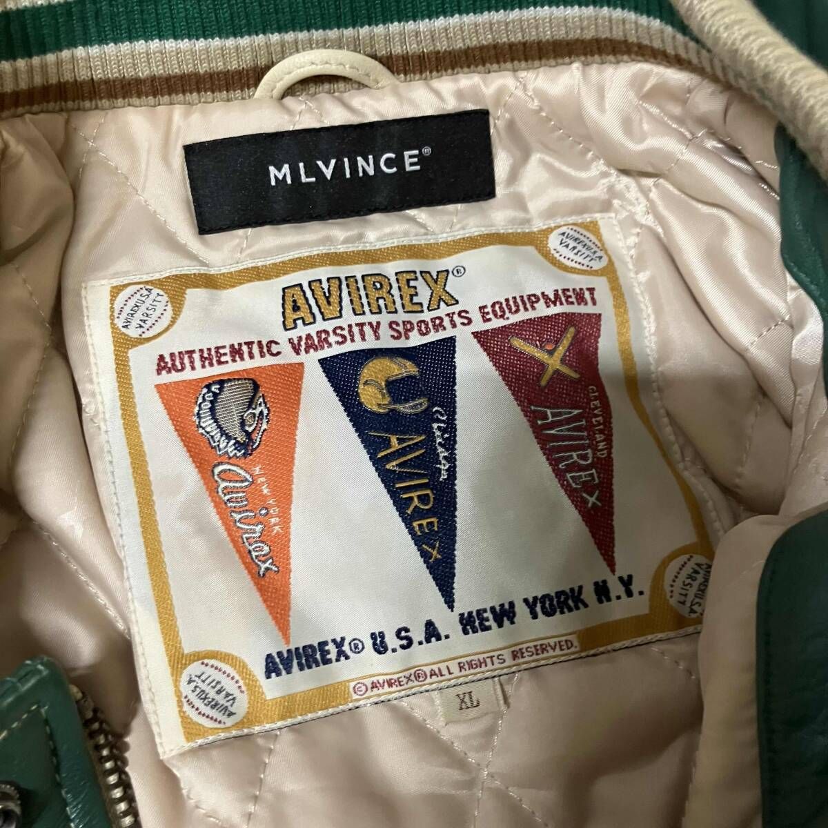 AVIREX MLVINCE LEATHER JACKET 783-3250095 サイズXL グリーン系 783