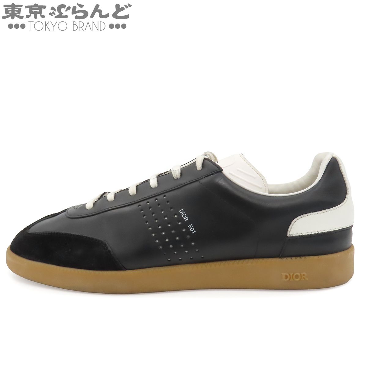 ディオール・オム DIOR HOMME B01 スニーカー ブラック 黒xホワイト レザー スウェード ローカット シューズ ビーロゴ ＃43 メンズ 101846356