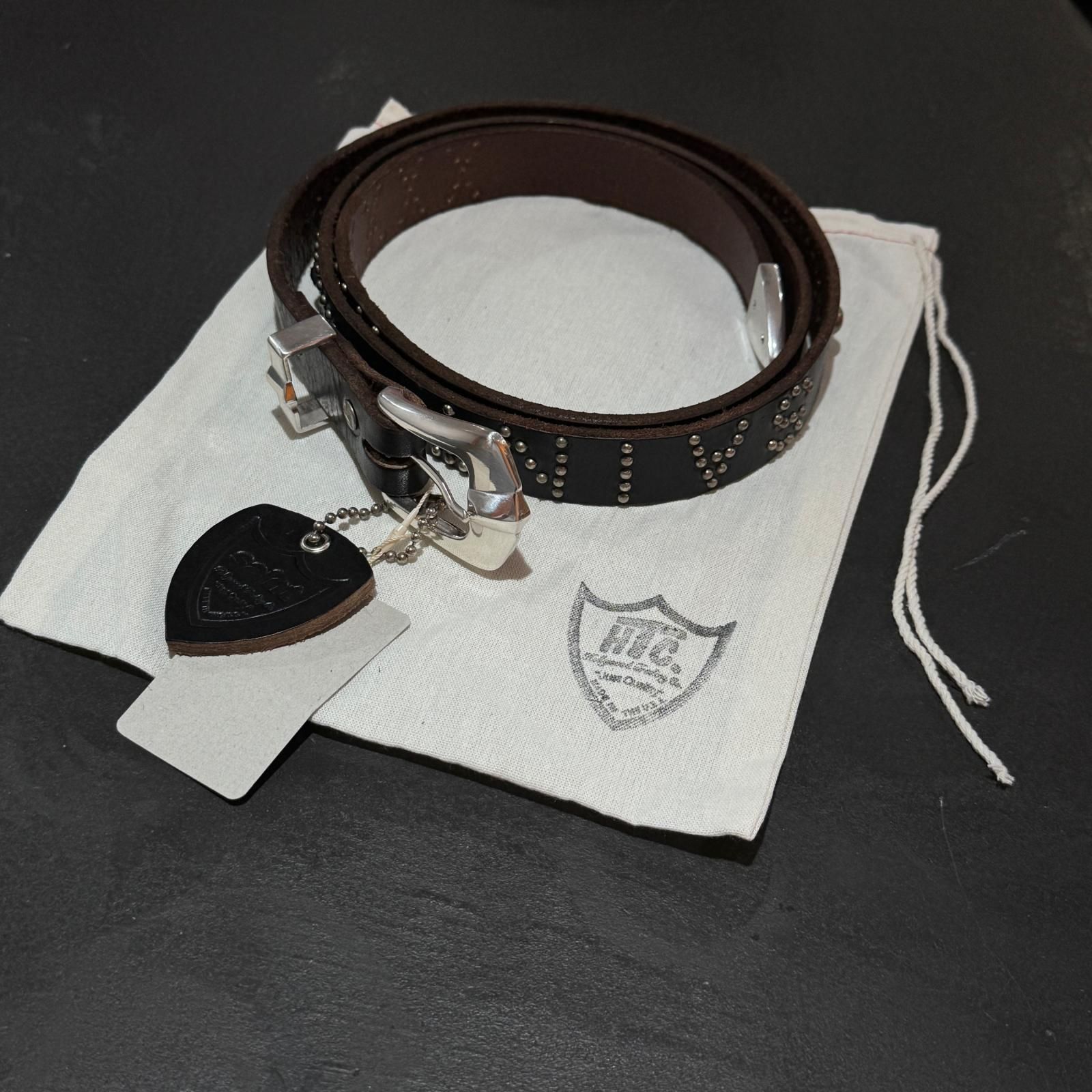 参考上代115500円 SAINT MICHAEL 26SS HTC LETHER BERT レザーベルト スタッズ コラボ ベルト セントマイケル SM-MK8-0000-C64 ブラック 36 （18273M）