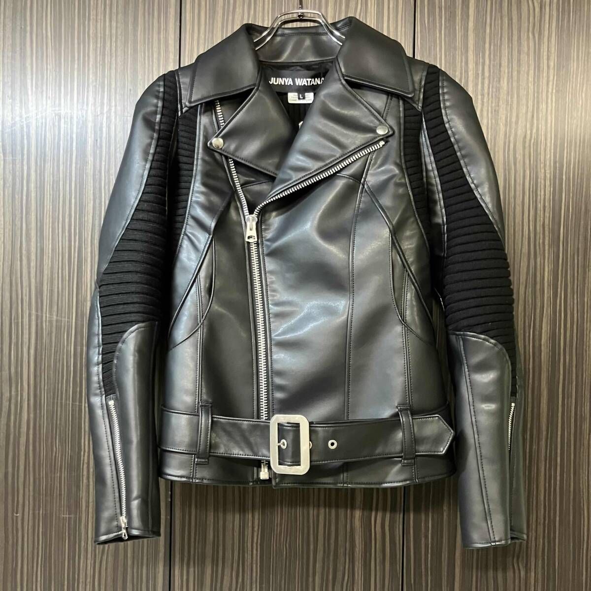 タグ付 25aw JUNYA WATANABE 切替ライダースジャケット サイズL ブラック ジュンヤワタナベ コムデギャルソン JP-J007