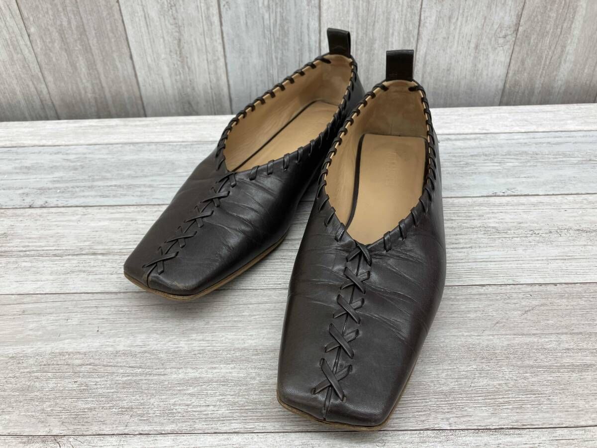 JIL SANDER／ジルサンダー／パンプス／ウィップステッチレザー／バレーシューズ／37／レディース／ブラウン