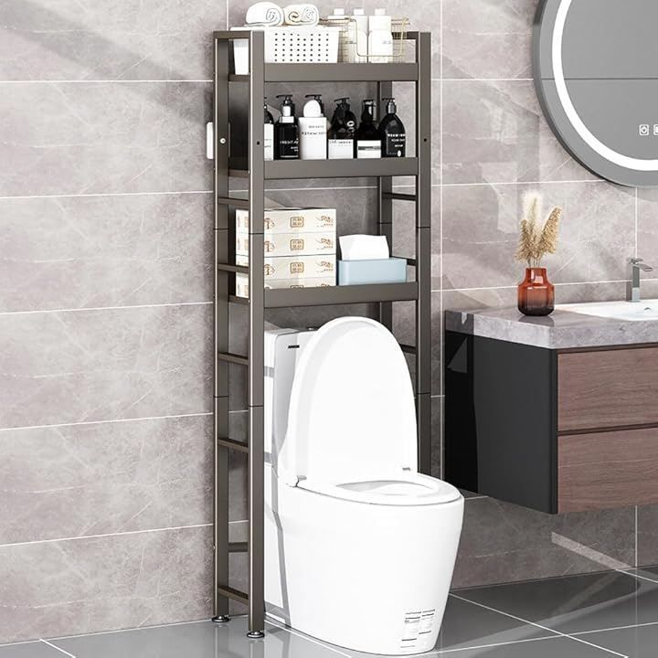 QD-WST トイレ収納 トイレラック 洗面所収納 便器上ラック 3段 高さ調整可能 大容量 落下防止 足パッド 浴室 バスルーム お手洗い (グレー, 三段（幅52cmx奥行き22cmx高さ162) 6,958円
