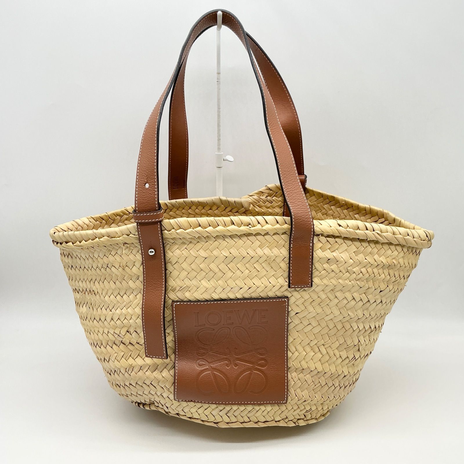 LOEWE ロエベ バスケットバッグ (ヤシの葉&カーフ) カゴバッグ ミディアム ナチュラル&タン ベージュ ブラウン 327.02.S92【中古】ABランク　2_297