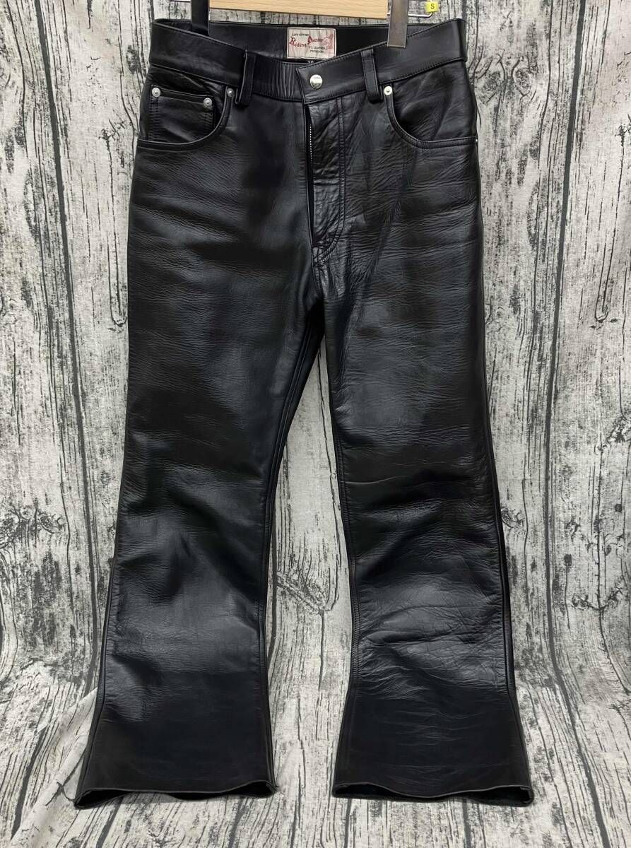 Y'2 LEATHER PRODUCTS レザー パンツ 日本製 ブラック 牛革 30インチ メンズ