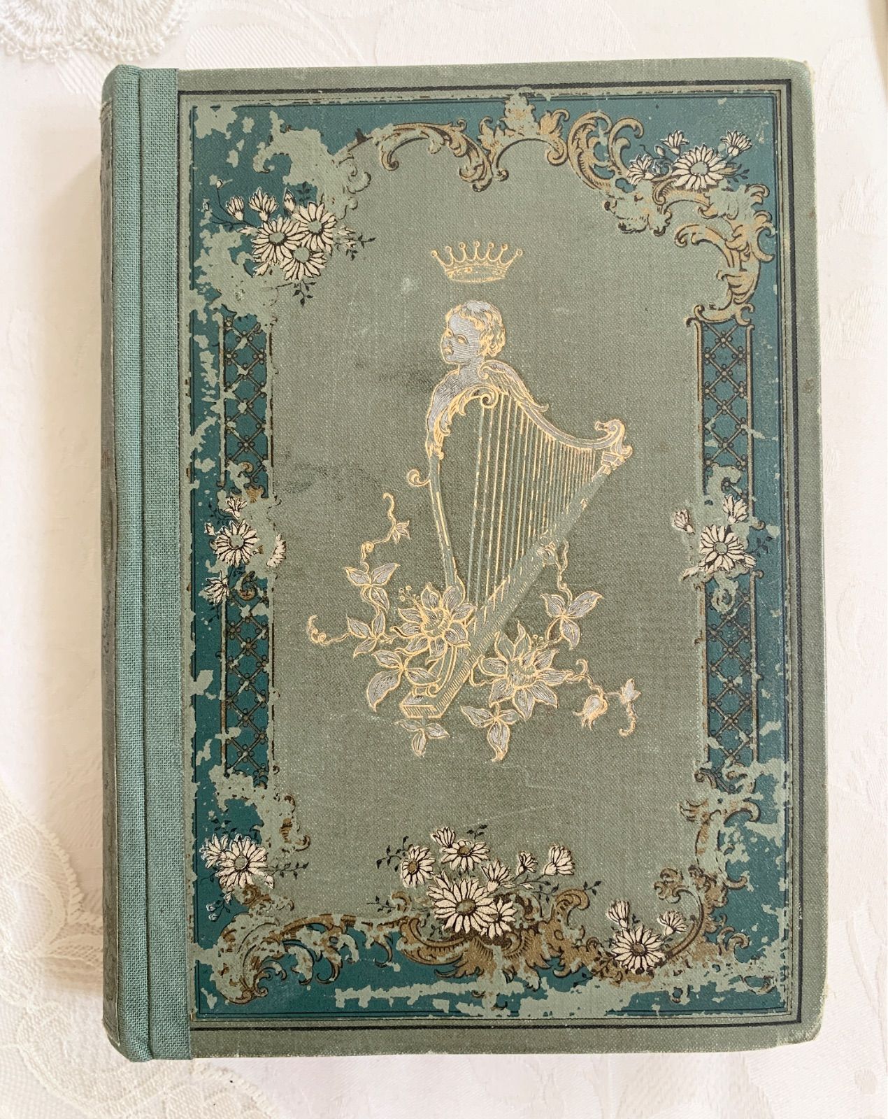 【額装品】古書・アンティーク印刷物 1898年 アンティーク洋書 -古書ならではの装丁のディスプレイ洋書