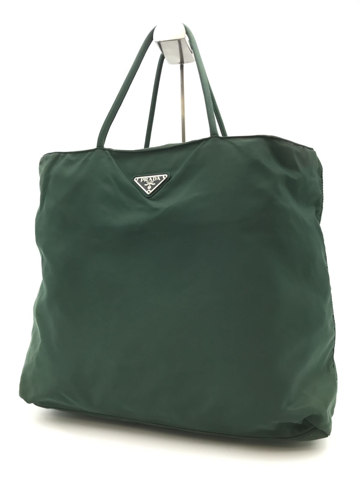 PRADA プラダ トートバッグ カード付 ナイロン 三角ロゴ A4 グリーン PRADA プラダ トートバッグ ハンドバッグ 三角ロゴ テスートナイロン