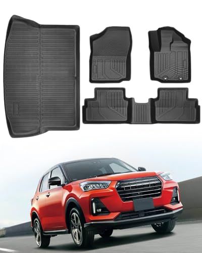 R◆トヨタ ライズ RAIZE/ダイハツ ロッキー ROCKY 3D フロアマット + セカンドマット + ラゲッジマット 4点セット 防水 TPE素材 耐汚れ/滑り止め 車専用設計 (H31.11~現行)