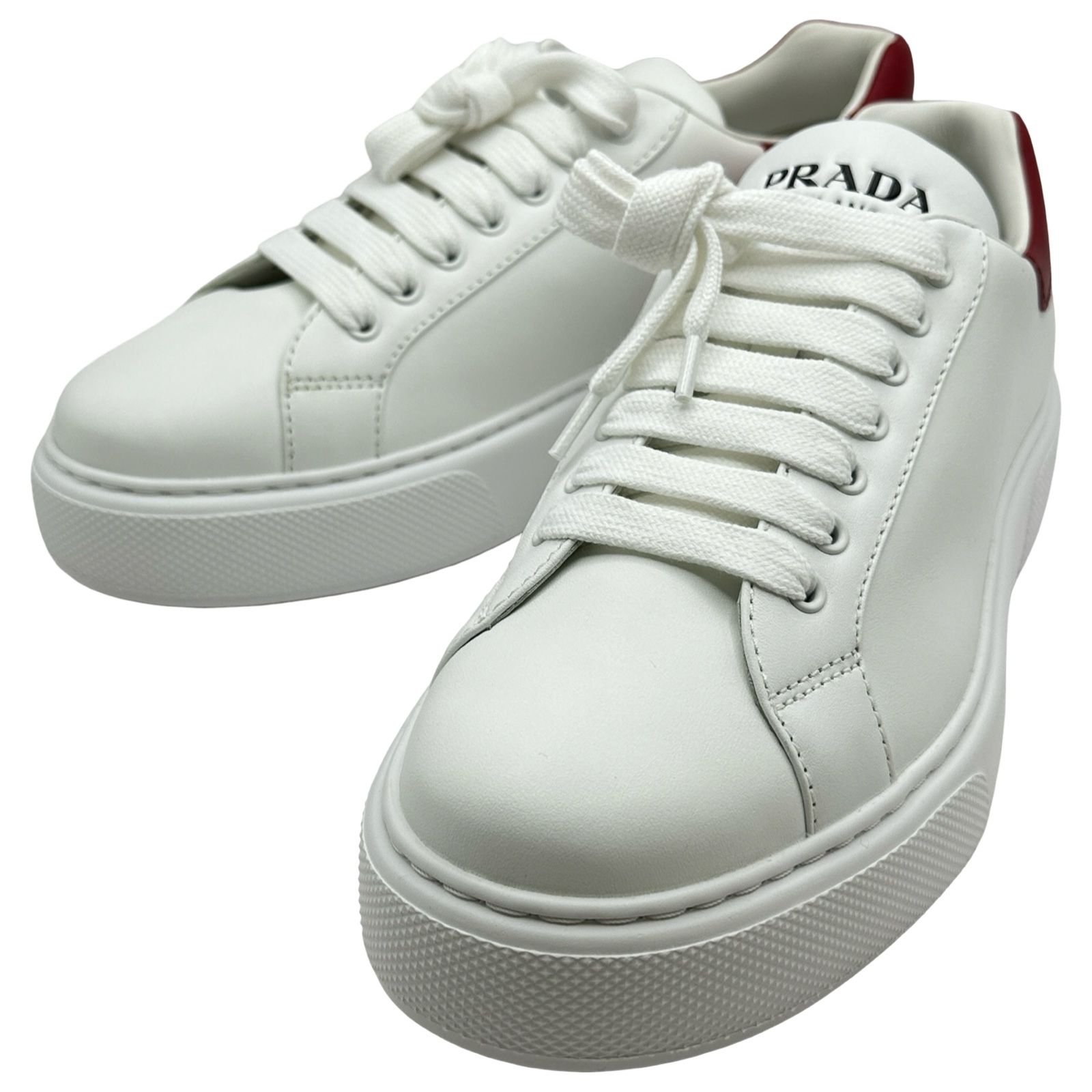 プラダ PRADA ロゴローカットスニーカー 2EG361 ホワイト レザー