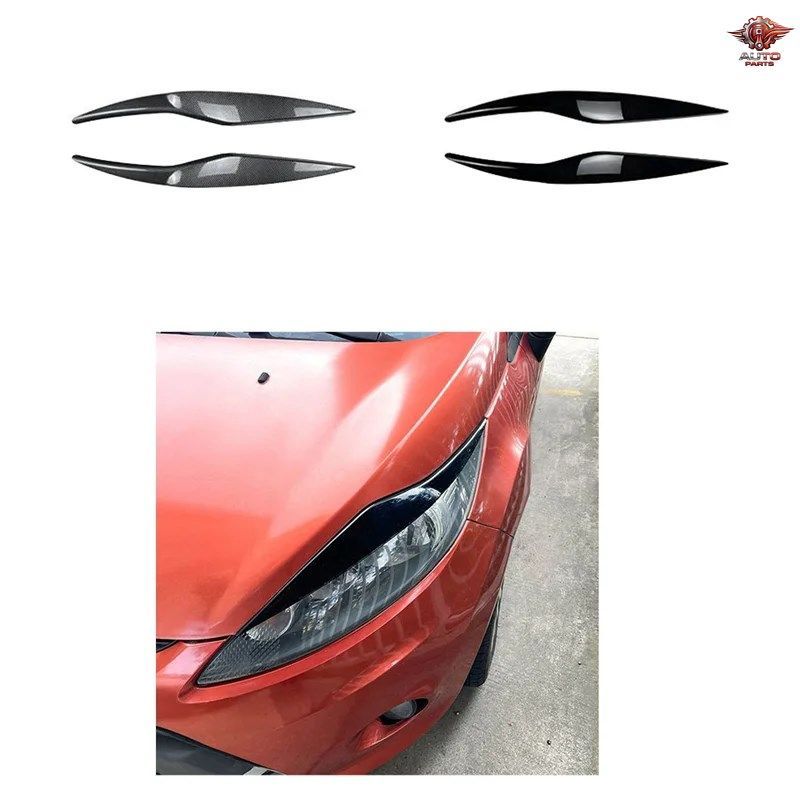フロントヘッドライトカバーランプアイリッドアイブロウトリム フォード フィエスタ MK6 2008-2012 カーボンファイバー