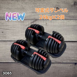 #3065 可変式ダンベル 24kg 2個セット レッド｜15段階調節 片手1秒重量変更 アジャスタブルダンベル TOP FILM 筋トレ 自宅用 ※一部地域離島別途配送料有