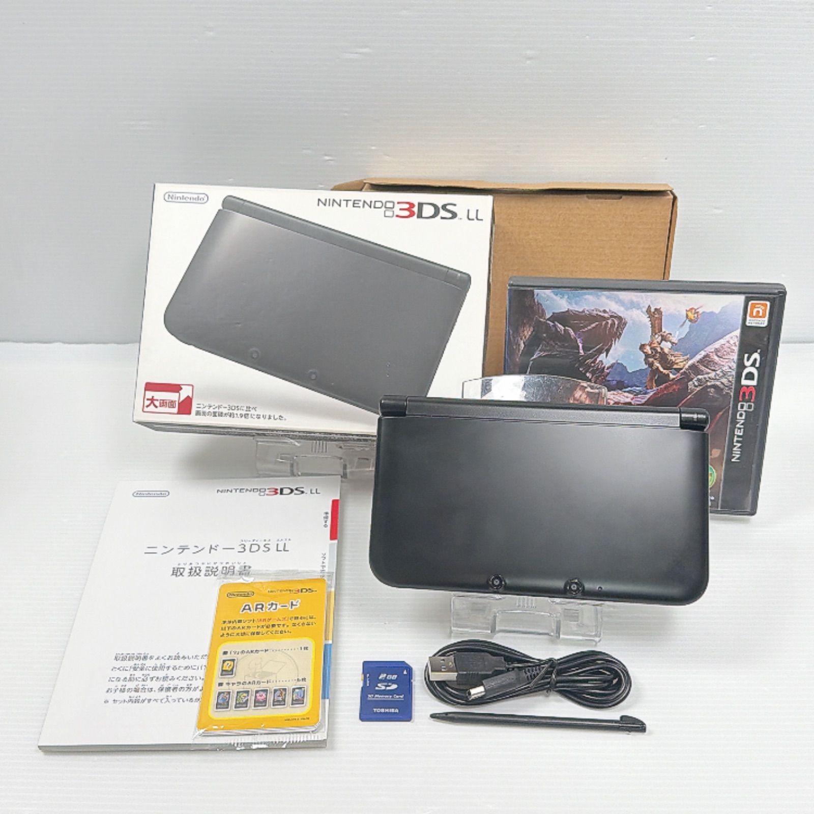美品 ニンテンドー 3DSLL ブラック 遊べるセット 動作確認済み モンスターハンター4 ソフト付き Monster Hunter4 Nintendo ds 3dsll 3DS LL 任天堂 管理番号M2029