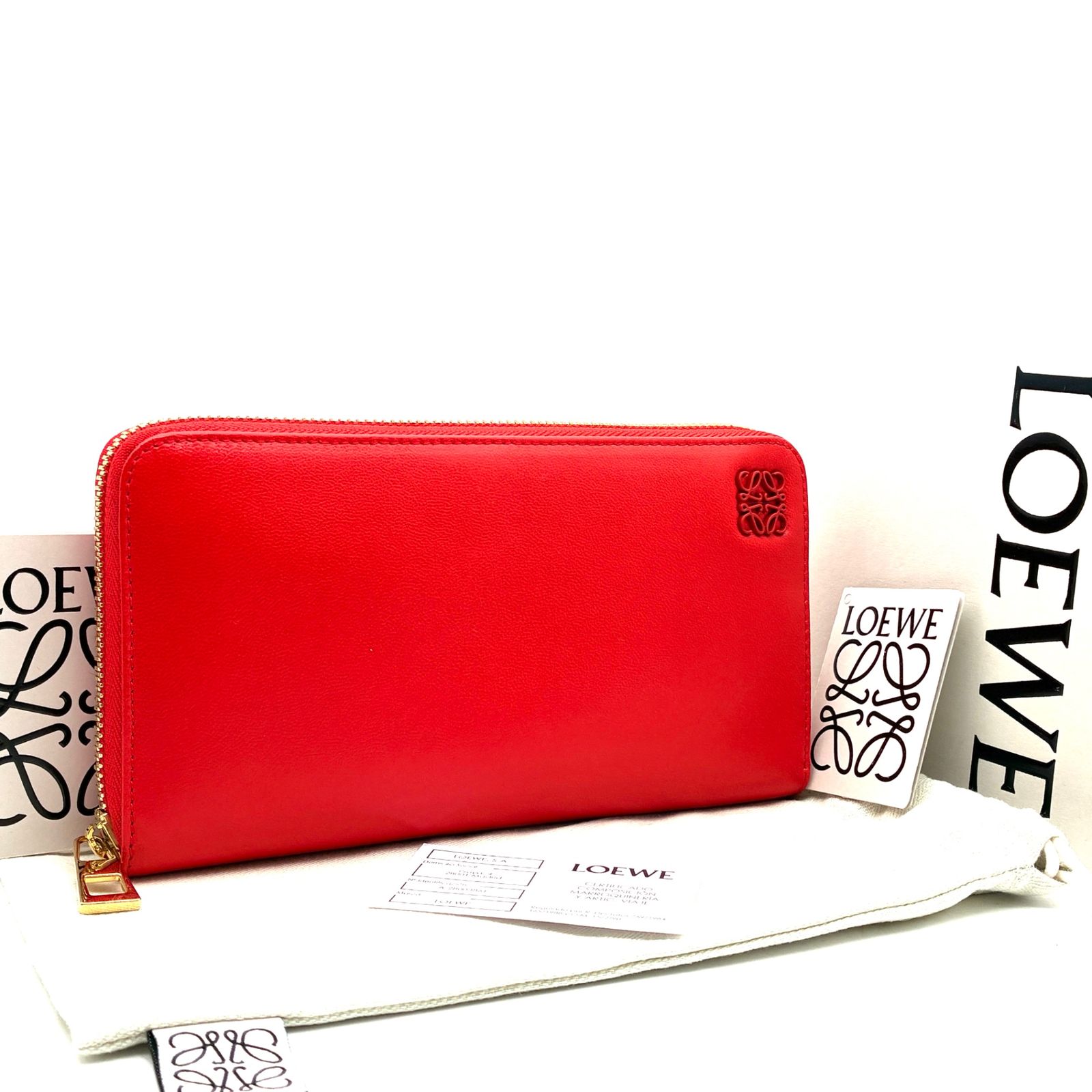 未使用保管品 ロエベ LOEWE アナグラム ラウンドファスナー 長財布 