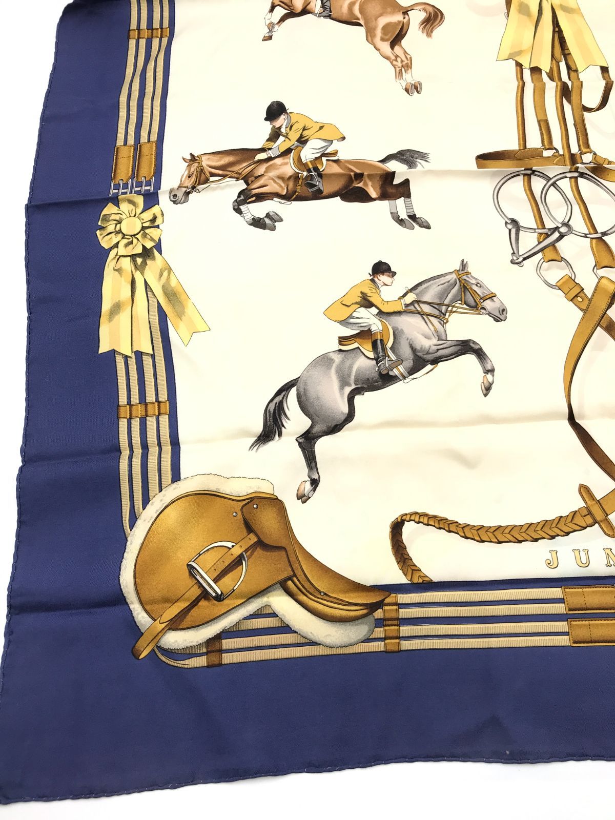 HERMES エルメス カレ90 大判スカーフ JUMPING ブルー系 2333 - メルカリ
