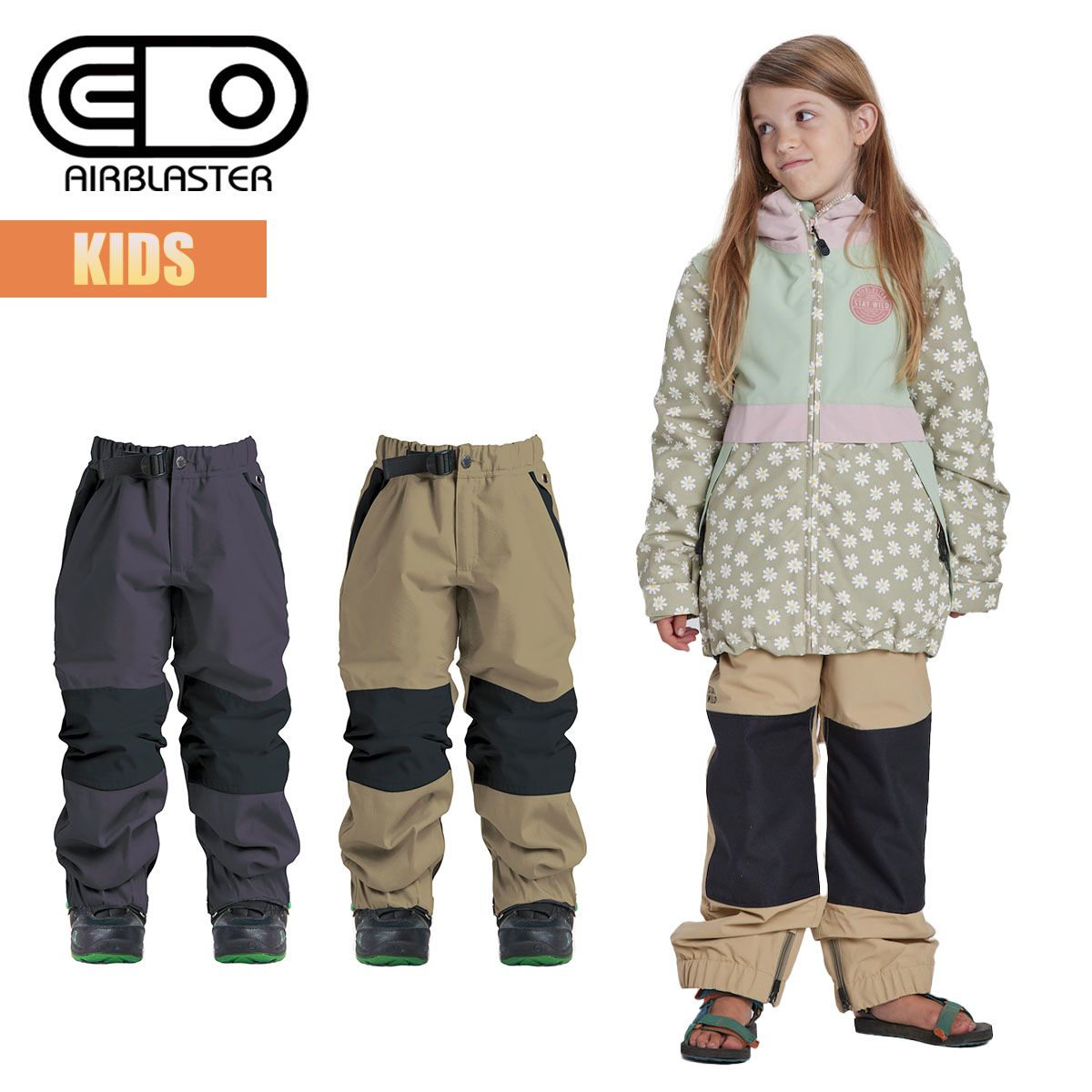 エアブラスター スノーボードウェア キッズ パンツ AIR BLASTER YOUTH BOSS PANT ユース ボス パンツ ウォータープルーフ 伸縮 調節可能 ストレッチ ガールズ ボーイズ 子供 スノーパンツ スノーウェア 23-24モデル 正規品