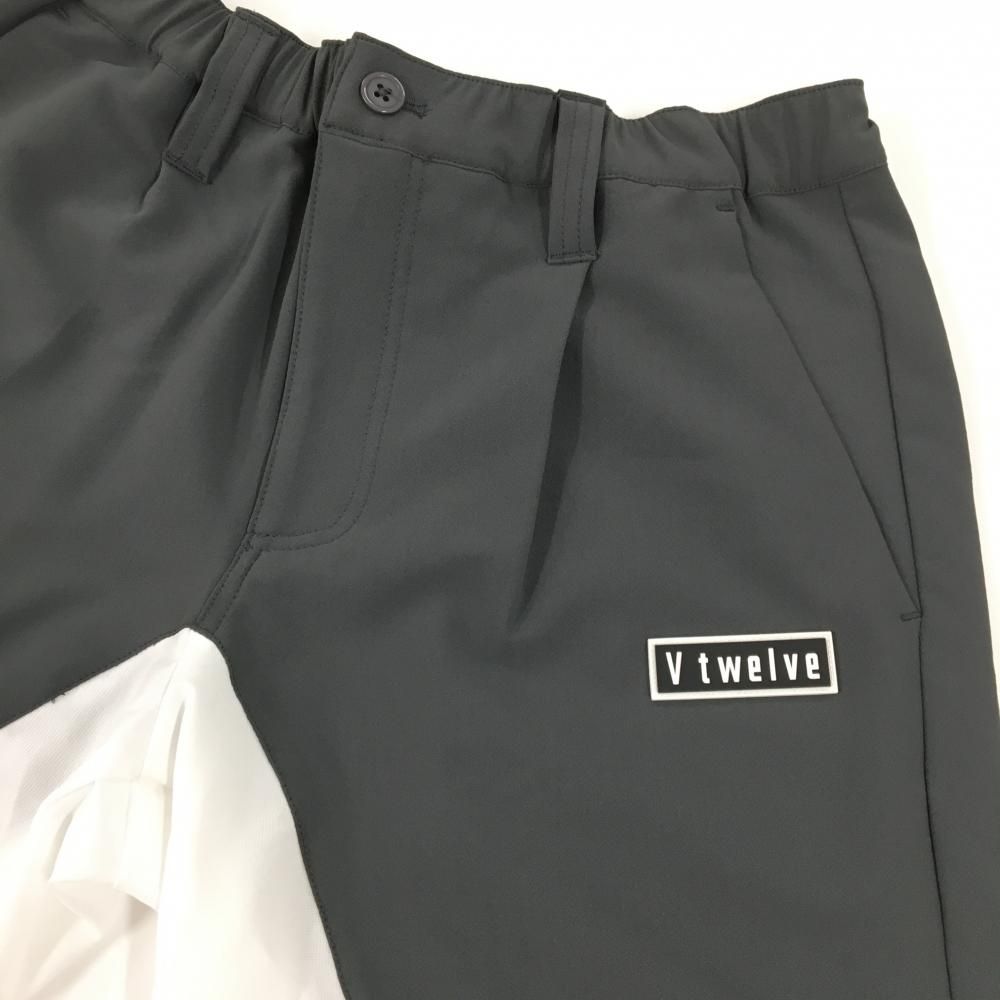 【新品】V12 ハーフパンツ グレー×白 バイカラー ストレッチ ウエストゴム ワッペン メンズ S ゴルフウェア V12 【新品】V12 ハーフパンツ グレー×白 バイカラー ストレッチ ウエストゴム ワッペン メンズ S ゴルフウェア V12
