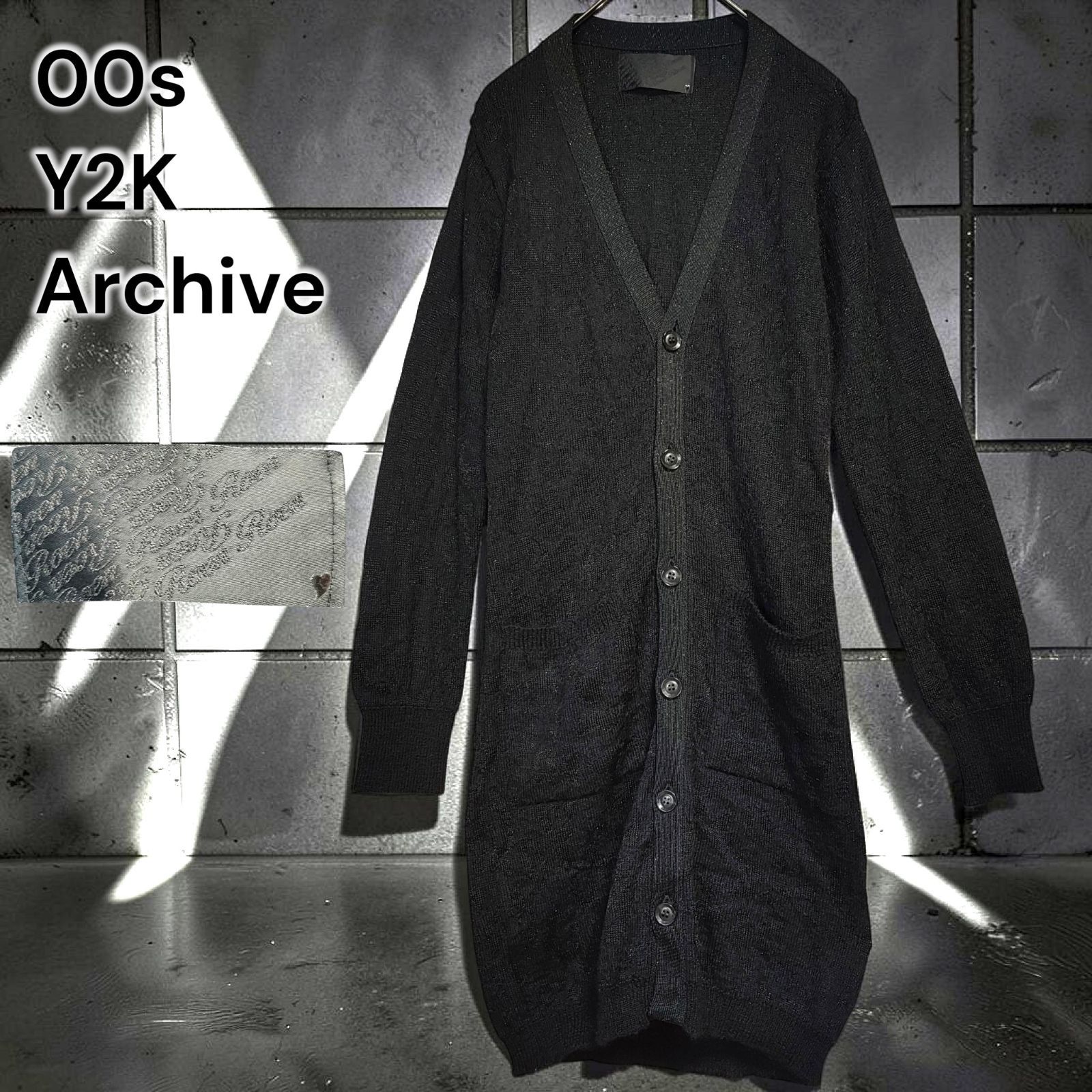 00s Roen Y2K Archive お兄系 ギャル男 グランジ パンク ロック モヘア カーディガン ニット ロング ガウン コート ジャケット 深水光太 裏原 平成 メンエグ Ｖ系 黒 ブラック knit cardigan grunge Mサイズ相当 14,652円