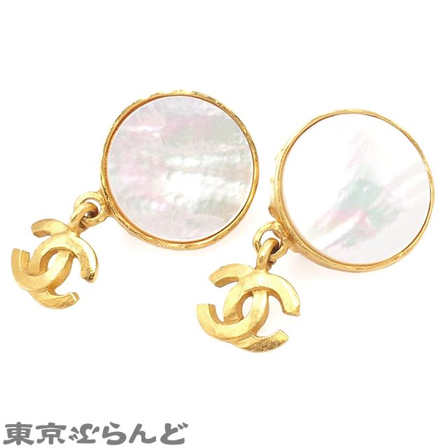シャネル CHANEL イヤリング ゴールドxホワイト メタル コスチューム