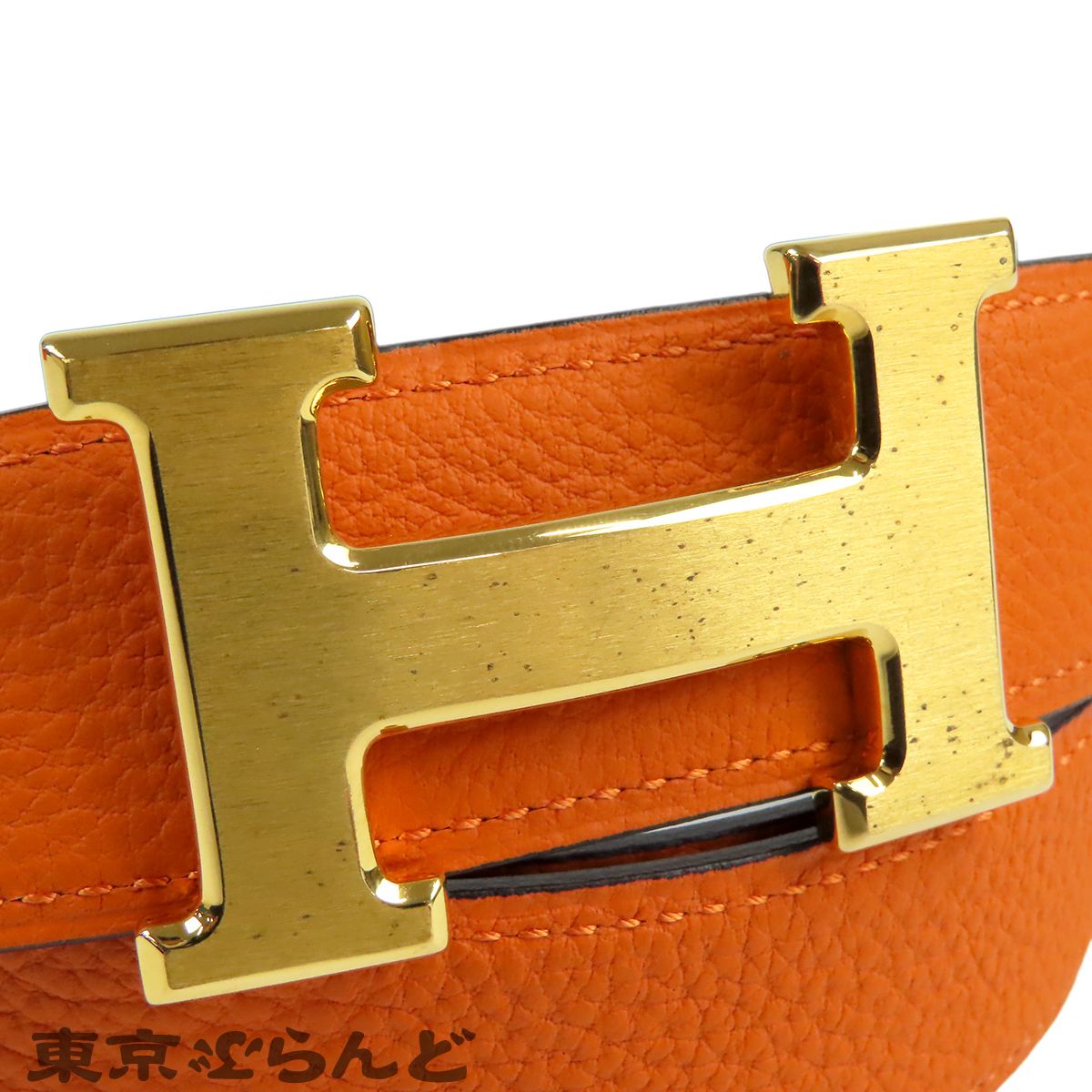 エルメス HERMES コンスタンス Hベルト Y刻印 ブラックxオレンジ