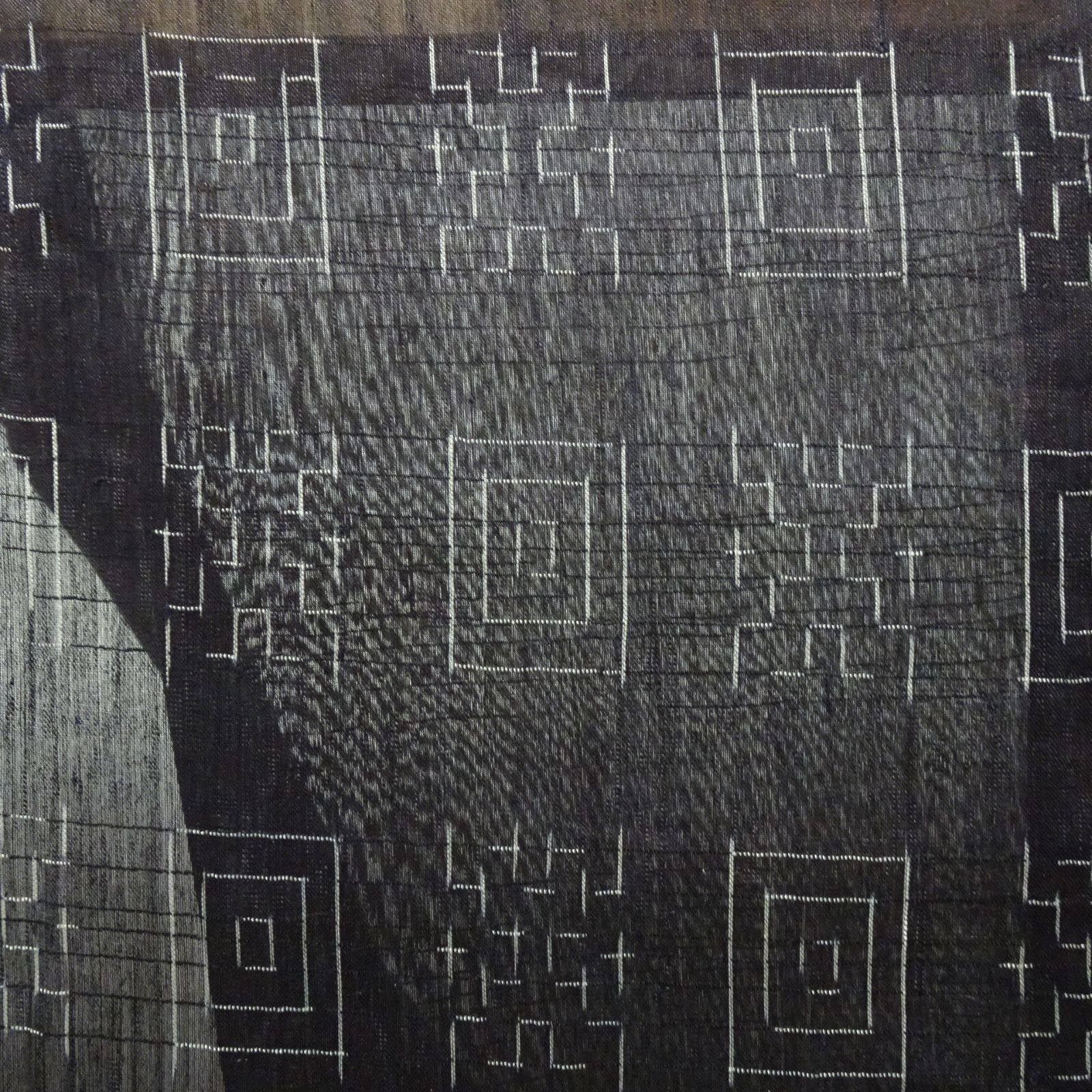 アンティーク　本麻　能登上布　着物　縦横絣【232672】
