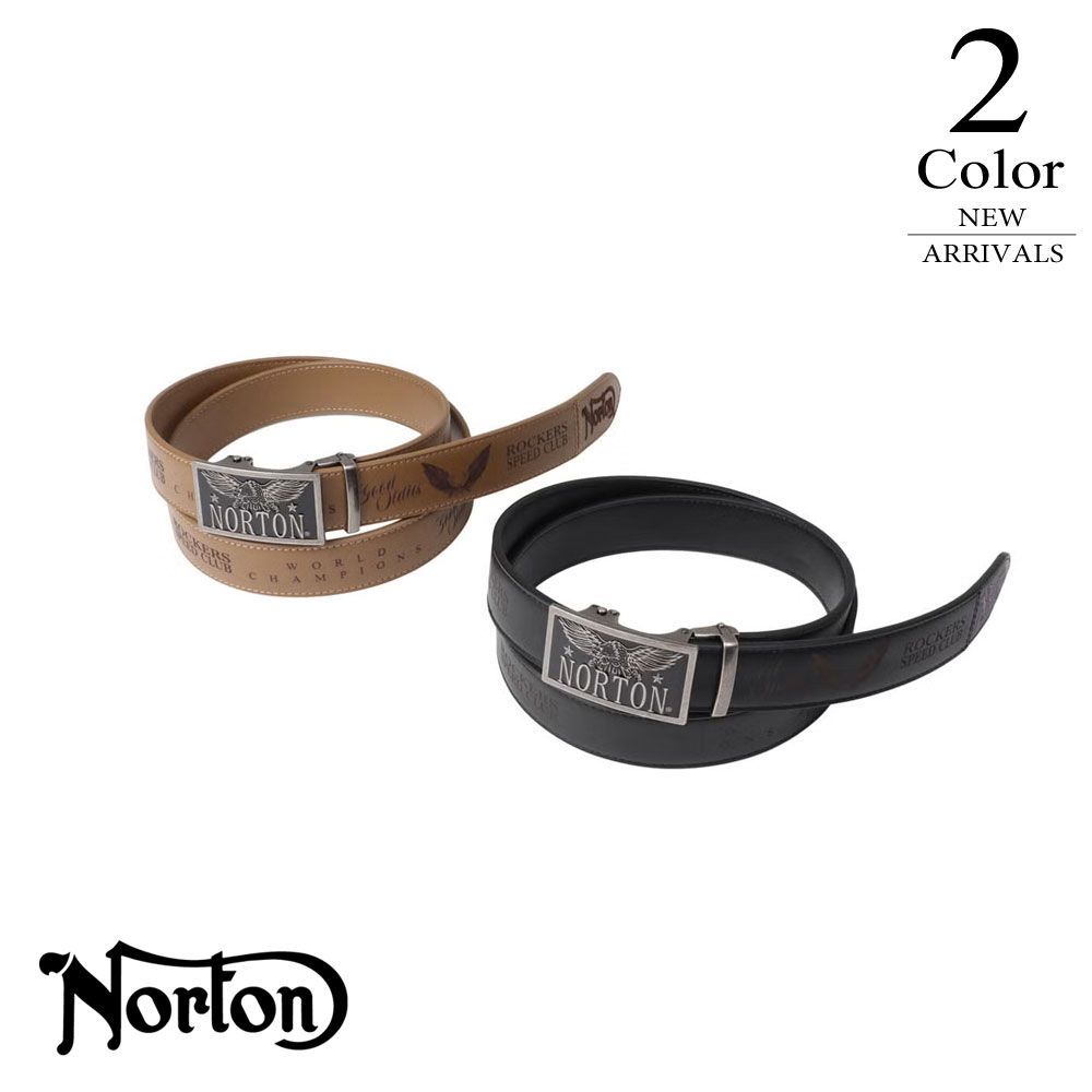ノートン 総柄PUホールレスイーグルバックルベルト 262n8100 【FREE(全長139cm)：メンズ】NORTON メンズ ベルト【バイカー】【ライダー】【イギリス】【2026新作】