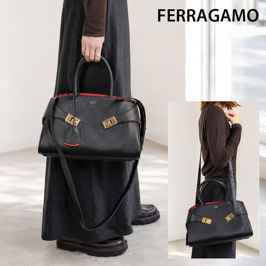 【新品商品】フェラガモ FERRAGAMO 215608 767814　Hug バイカラーハンドバッグ(M) ショルダーバッグ