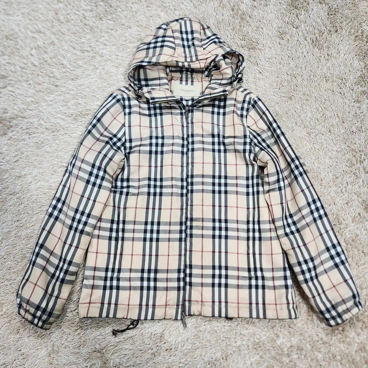 (ヴィンテージボックス)BURBERRY 正規品 ウィンドブレーカー フード ジップアップ ジャケット S