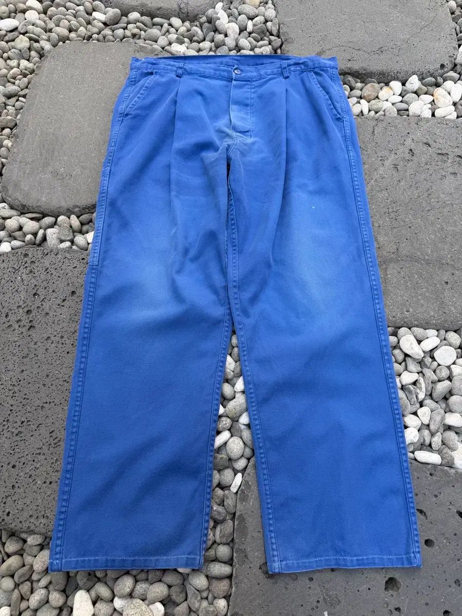 FADED WASHED BLUE フレンチ ワークパンツ