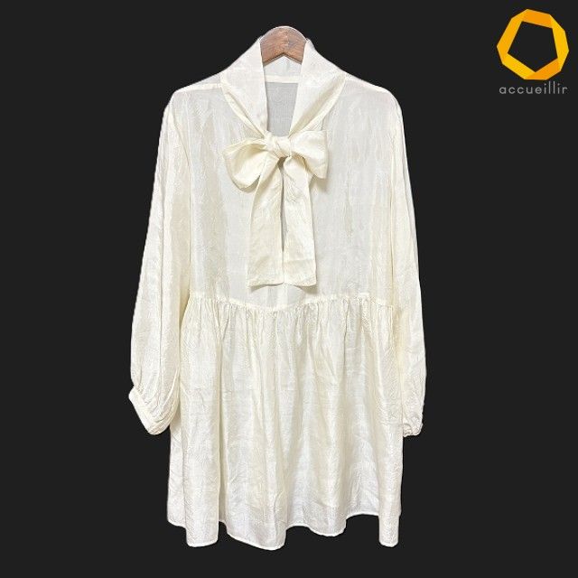 #anc ヴェルメイユ パー イエナ VERMEIL par iena ワンピース アイボリー チュニック ブラウス ボウタイ 美品 レディース [1009577]