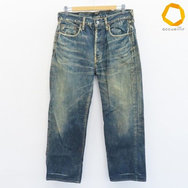 フォーティファイブアール 45R デニム ジーンズ パンツ ロゴボタン ダメージ加工 メンズ [a1013263]