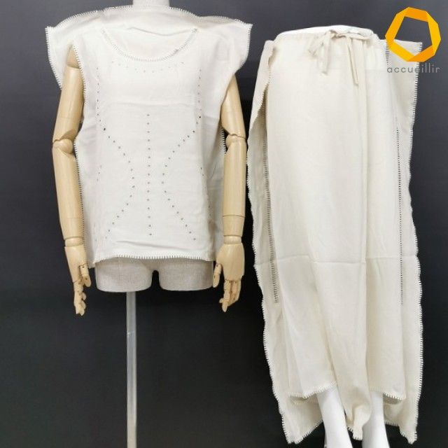 #spc イッセイミヤケ ISSEYMIYAKE セットアップ カットソー パンツ 超音波カッティング アイボリー レディース [961242]