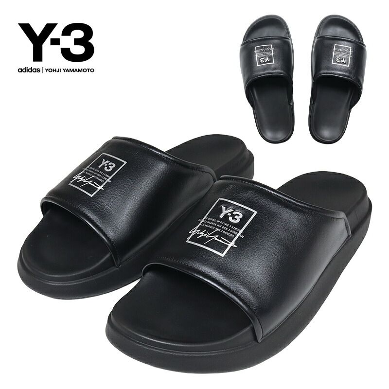 Y-3 サンダル ワイスリー スライダーサンダル レザーサンダル adidas アディダス 靴 シューズ メンズ アウトドア ブランド 大きいサイズ おしゃれ おすすめ 人気 黒 y3151 26.5cm 27.5cm ブラック