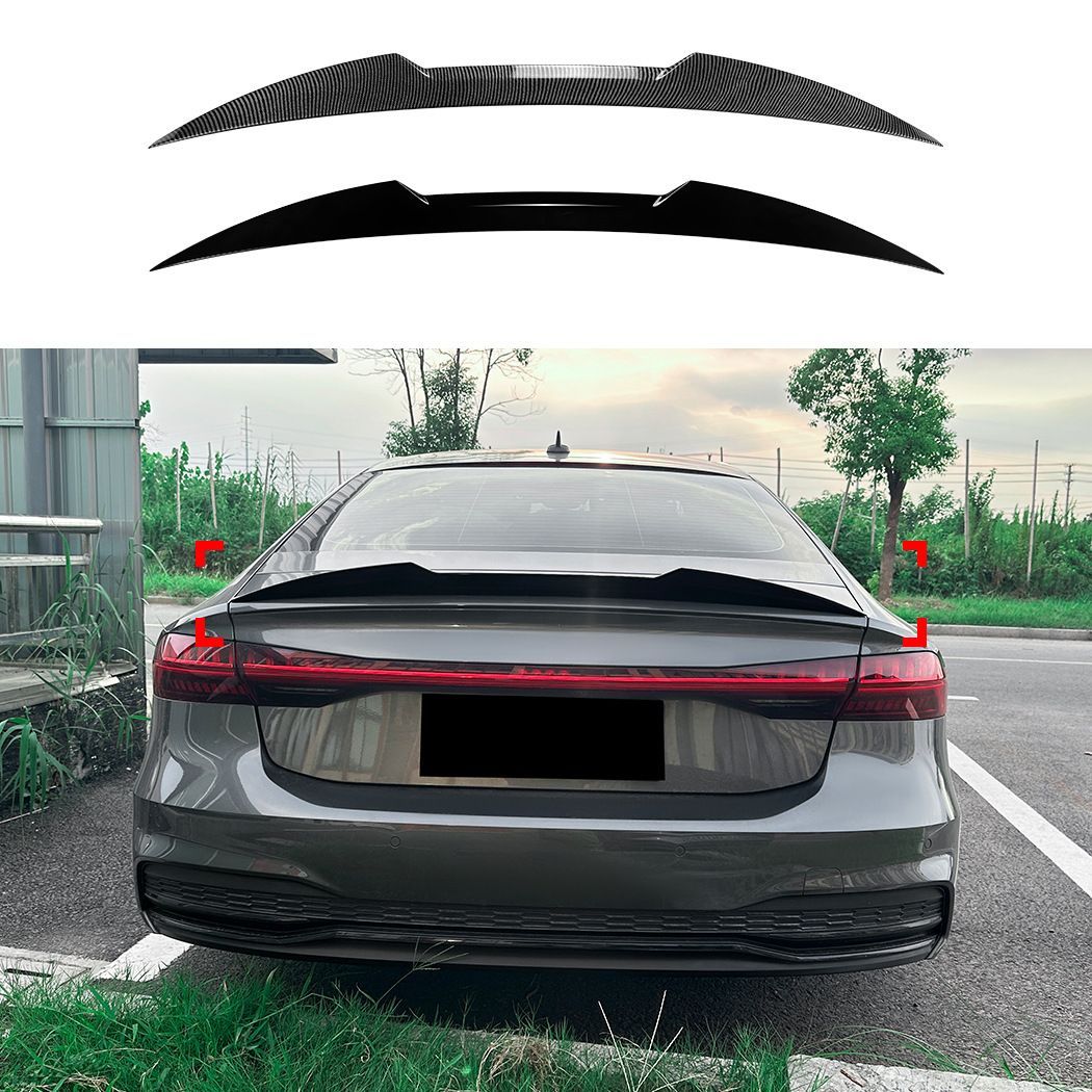 アウディ Audi A7 S7 C8 2019年以降対応 リアスポイラー トランクスポイラー ブレードデザイン リアウイング 外装パーツ ABS製 ピアノブラック カーボン調 後ろ姿を引き締めるスポーティデザイン ドレスアップ用 エクステリアパーツ