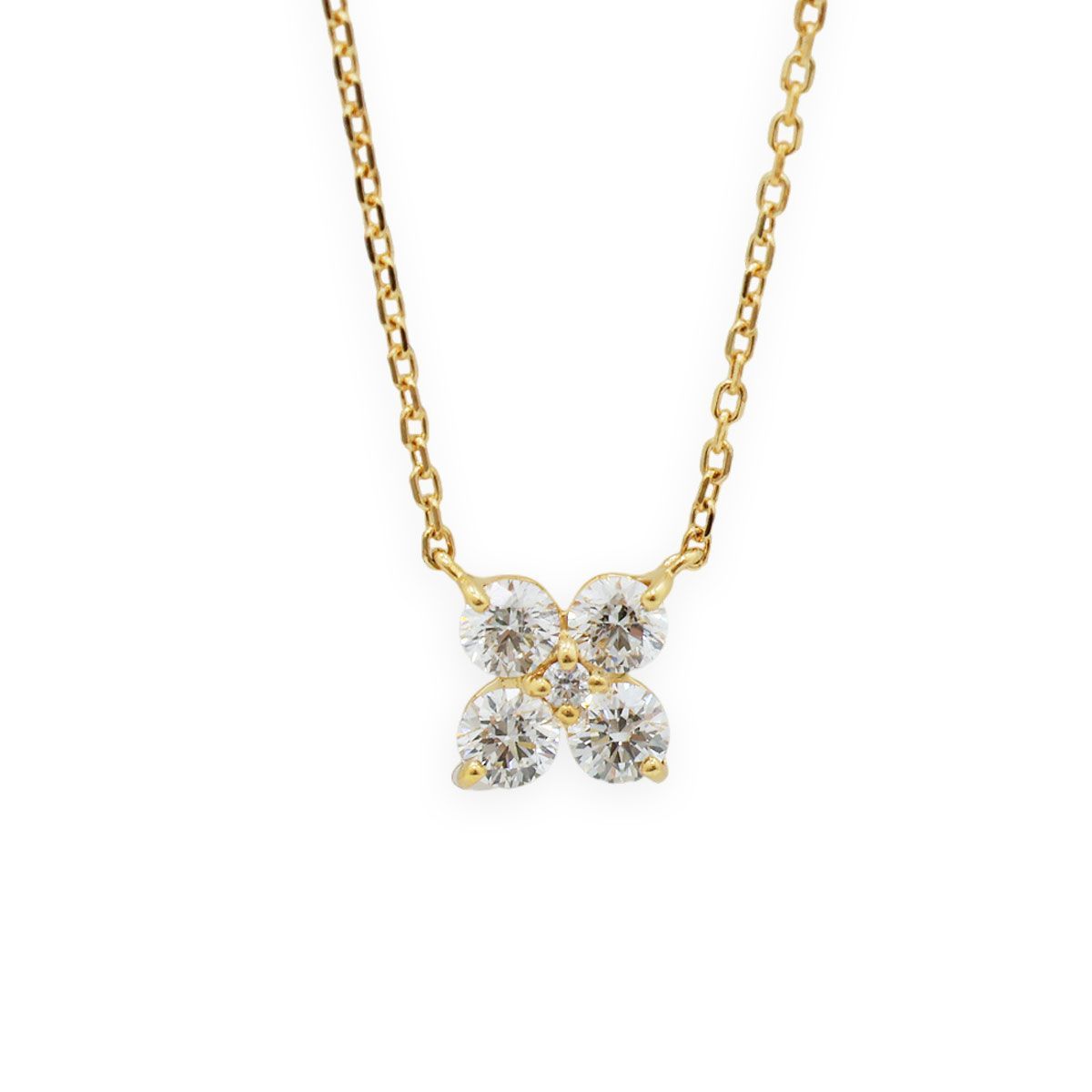 【 美品 】ヴァンドーム青山 VENDOME AOYAMA ネックレス ペンダント 新品仕上げ済 K18YG 5Pダイヤモンド 0.28ct カローラ レディース ジュエリー