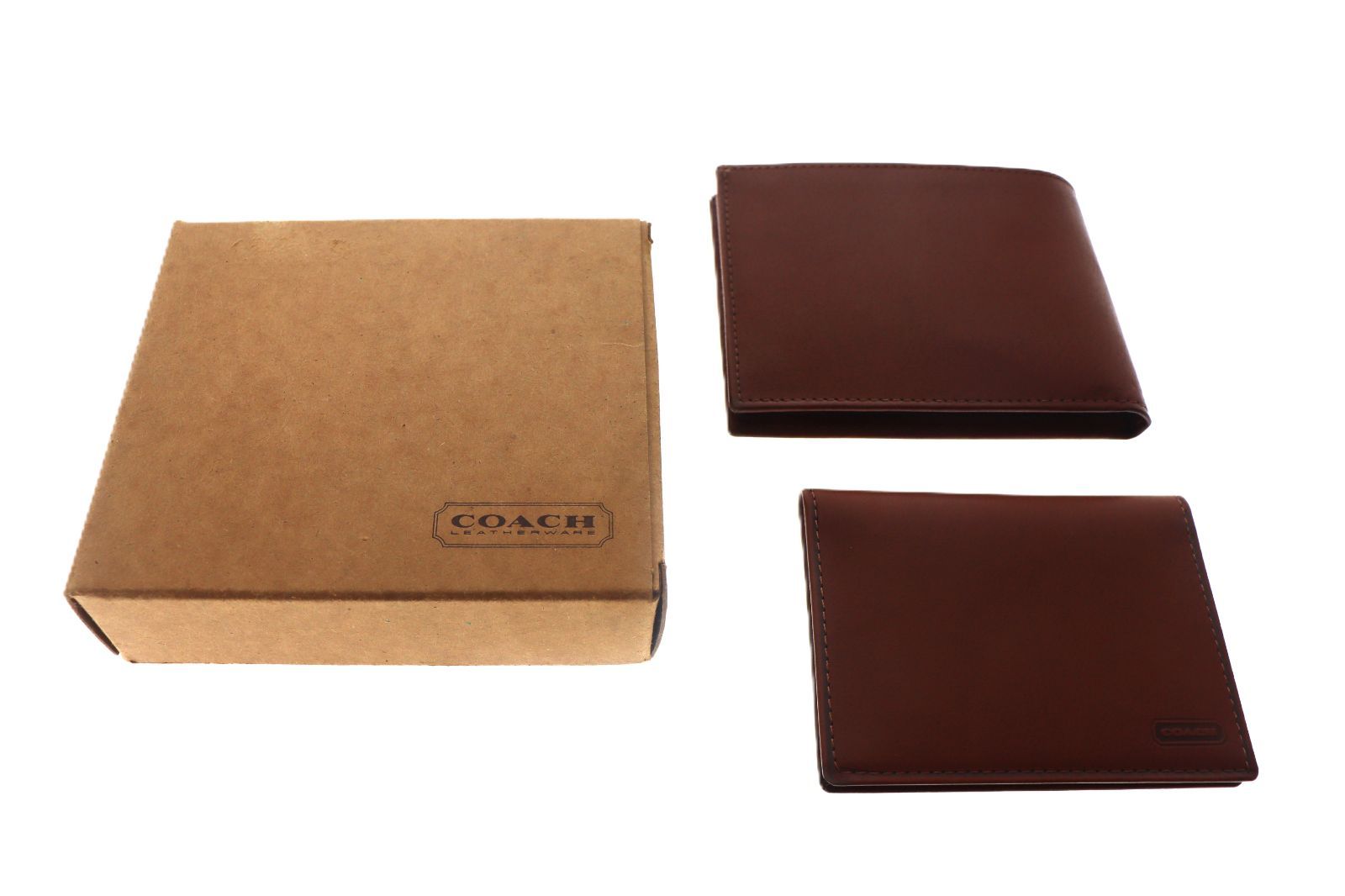 COACH コーチ 二つ折り財布 レザー ブラウン メンズ ウォレット 箱付き 8,520円