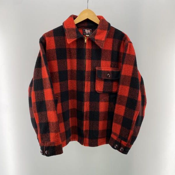 【中古】Woolrich 40～50s バッファローチェック スポーツジャケット レッド サイズ40 ウールリッチ[24]