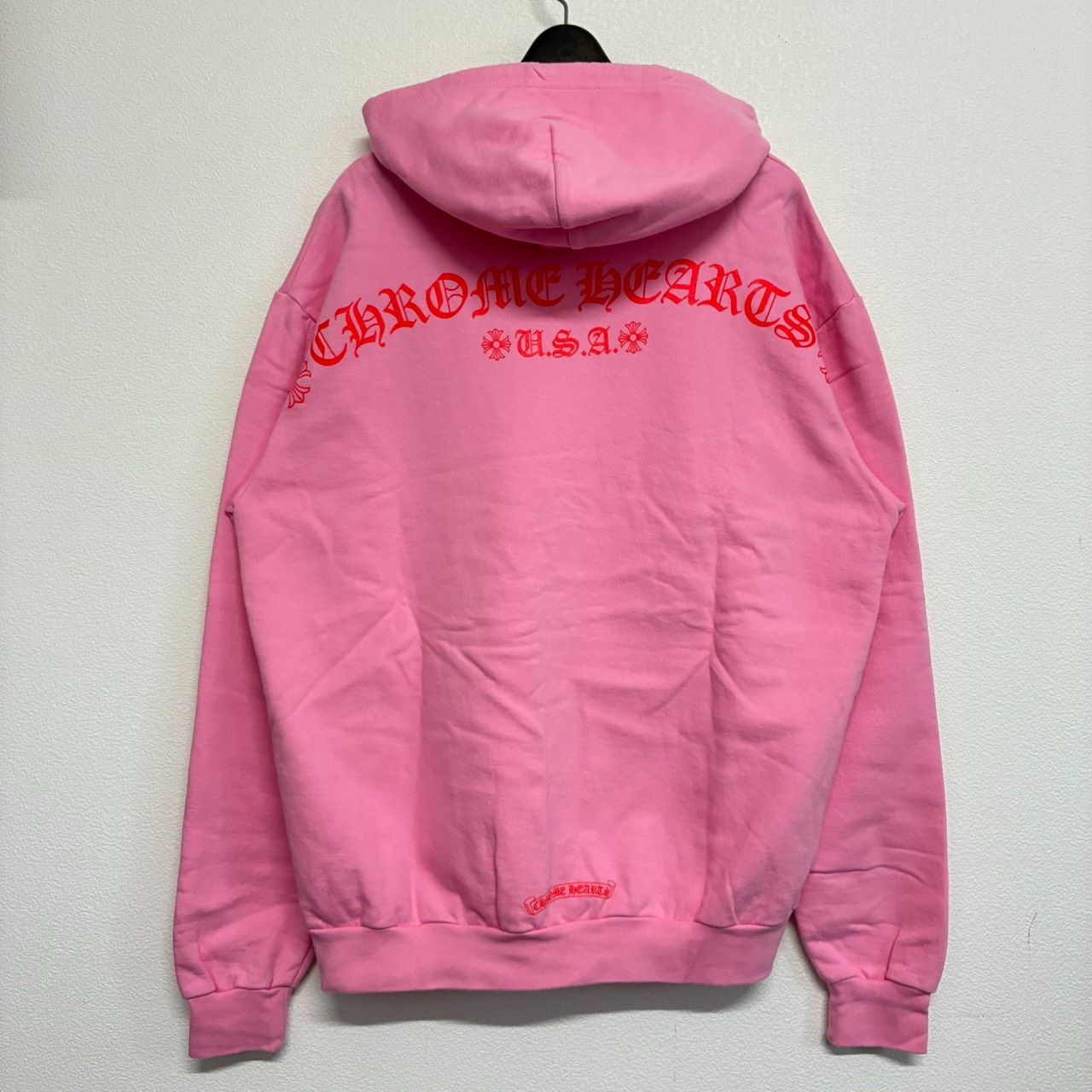CHROME HEARTS クロムハーツ アーチロゴ USA ピンク 赤 レッド フーディー パーカー トップス 長袖 アウター メンズ レディース Mサイズ 極美品 2451